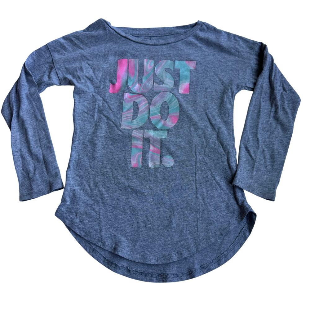 Nike Gray Long Sleeve "Just Do It" Marble Shirt - Size 6